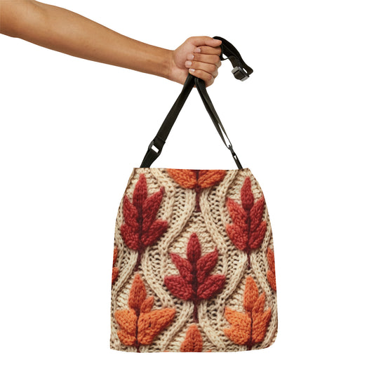 Crochet Fall Leaves: Harvest Rustic Design - Golden Browns -Woodland Maple Magic - Adjustable Tote Bag (AOP)