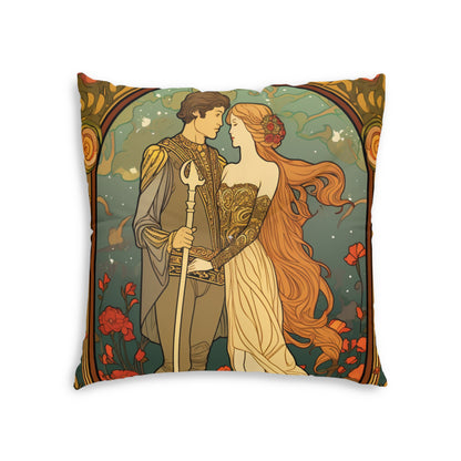 Lovers Tarot Card - Detailed Reading Symbolism, Full-Color Illustration - Tufted Floor Pillow, Square