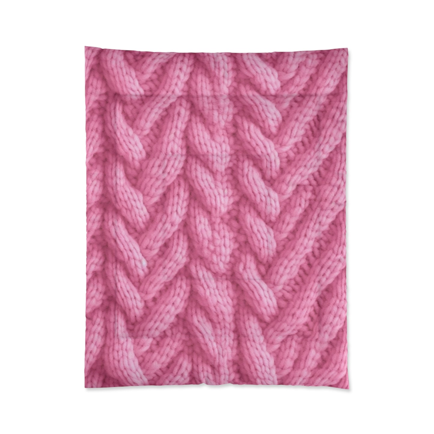 Blush Knit: Soft Hot Pink Palette Textured Fabric Design - Bed Comforter