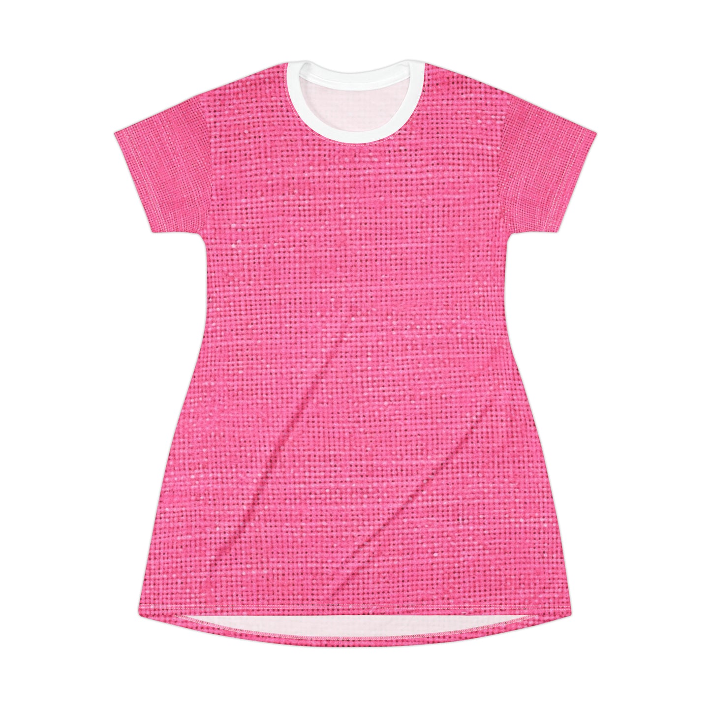 Doll-Like Pink Denim Designer Fabric Style - T-Shirt Dress (AOP)