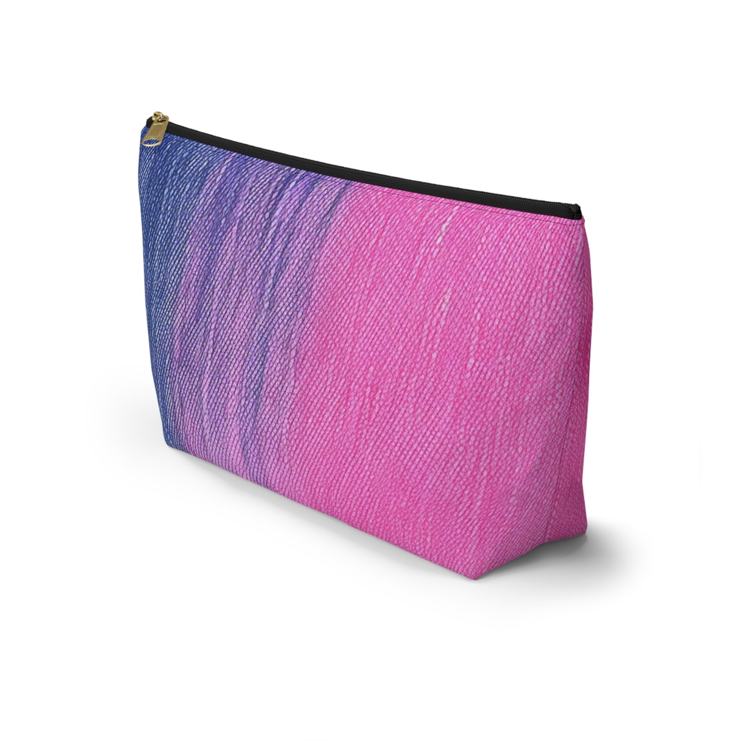 Dual Delight: Half-and-Half Pink & Blue Denim Daydream - Accessory Pouch w T-bottom