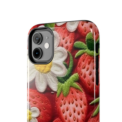 Strawberry Strawberries Embroidery Design - Fresh Pick Red Berry Sweet Fruit - Tough Phone Cases