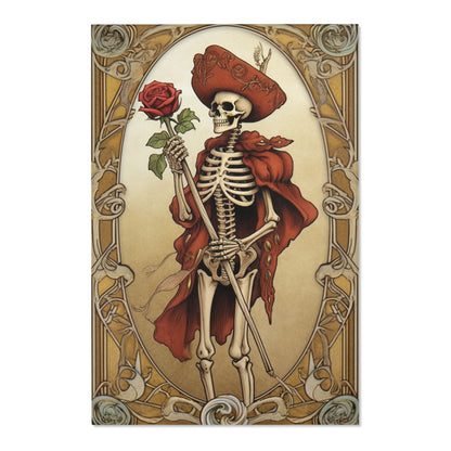 Death Card Tarot - Skeleton, Rose, and Transformation Journey - Area Rugs