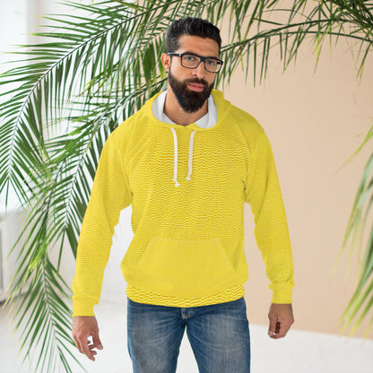 Sunshine Yellow Lemon: Denim-Inspired, Cheerful Fabric - Unisex Pullover Hoodie (AOP)