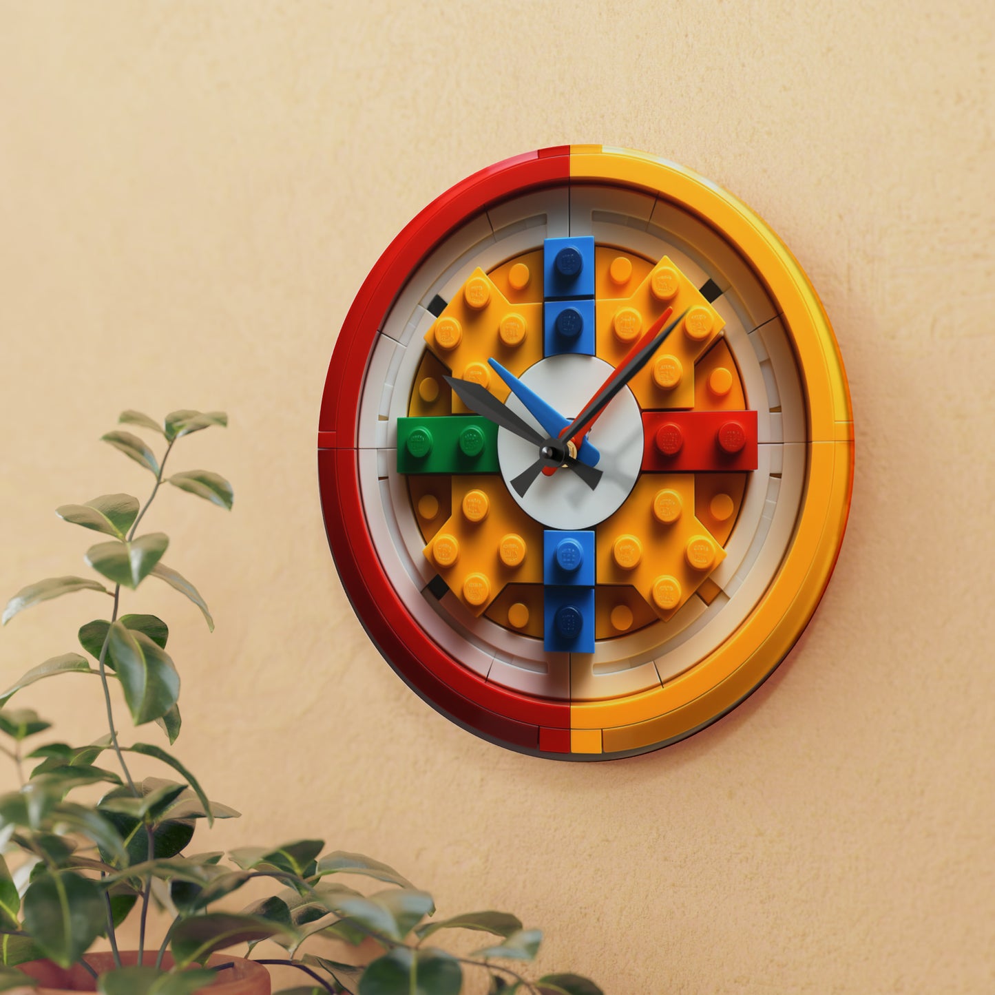 Toy Block Builder Pieces Link Together, Acrylic Wall Clock