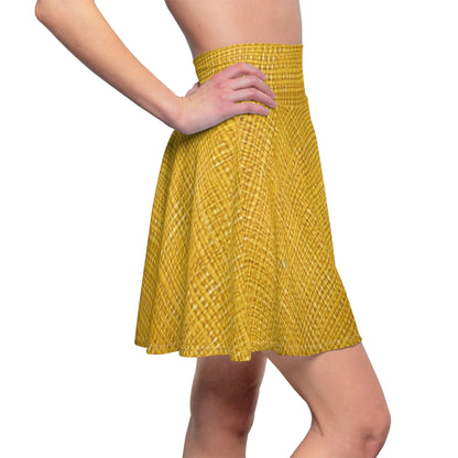 Radiant Sunny Yellow: Denim-Inspired Summer Fabric - Women's Skater Skirt (AOP)