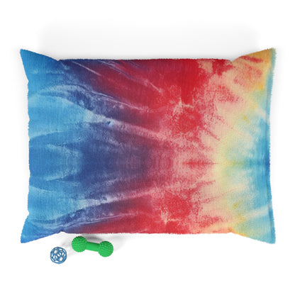 Rainbow Tie-Dye Denim: Vibrant Multi-Color, Fabric Design Spectacle - Dog & Pet Bed