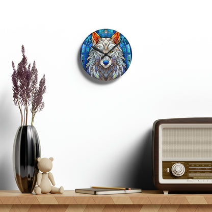 Stained Glass Wolf Design - Acrylic Wall Clock