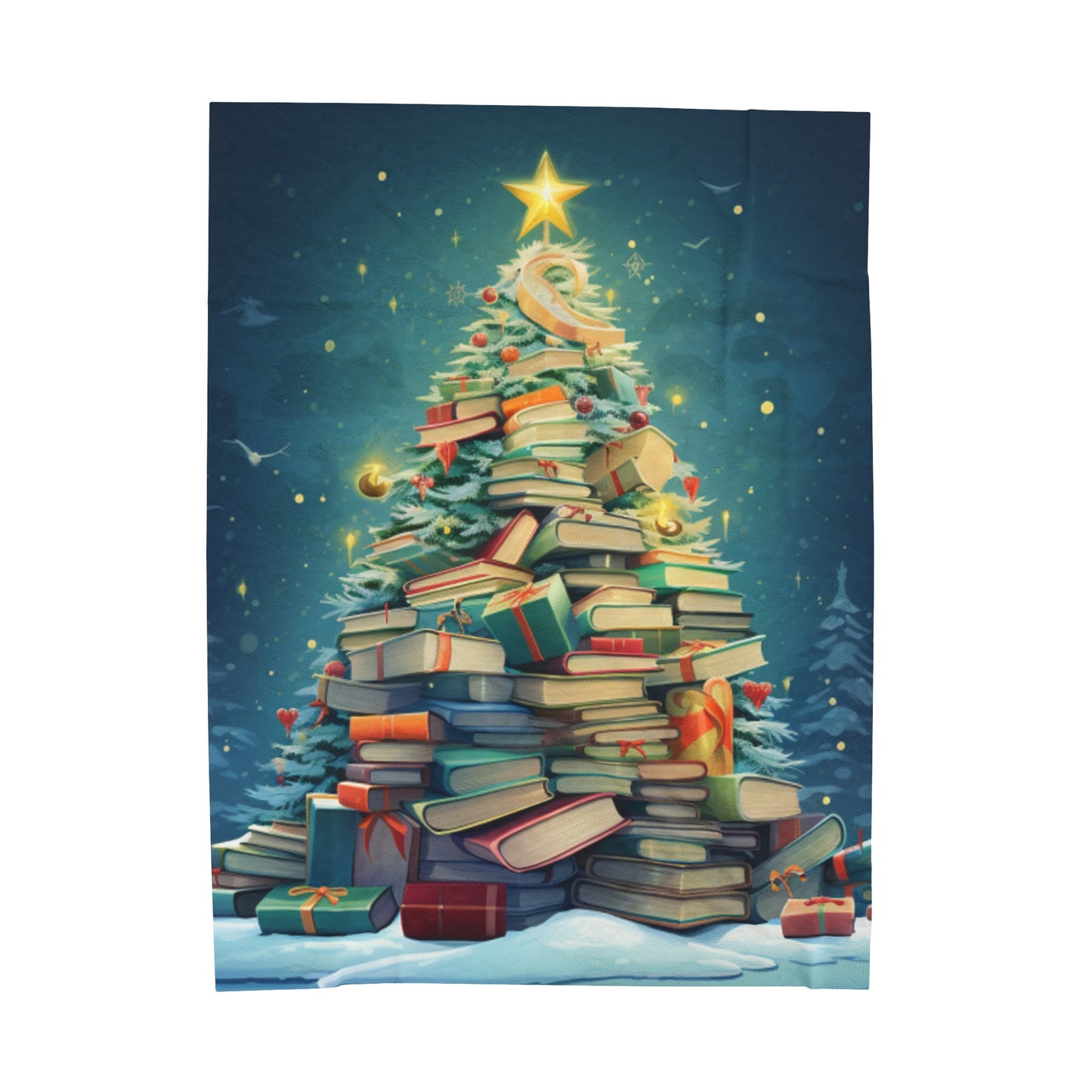 Book Worm Club Christmas Tree Seasonal Winter Holiday - Velveteen Plush Blanket