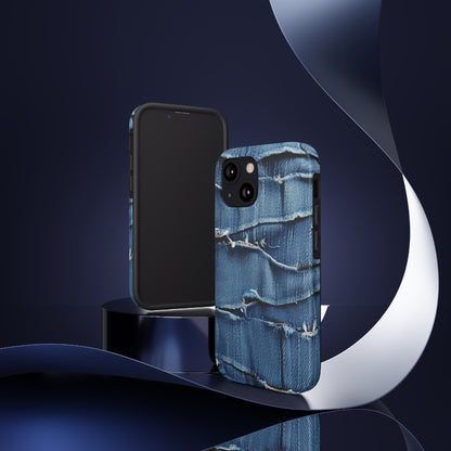 Midnight Blue Distressed Denim: Rugged, Torn & Stylish Design - Tough Phone Cases