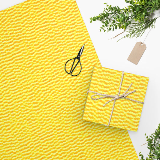 Sunshine Yellow Lemon: Denim-Inspired, Cheerful Fabric - Wrapping Paper