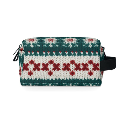 Christmas Knit Crochet Holiday, Festive Yuletide Pattern, Winter Season - Toiletry Bag