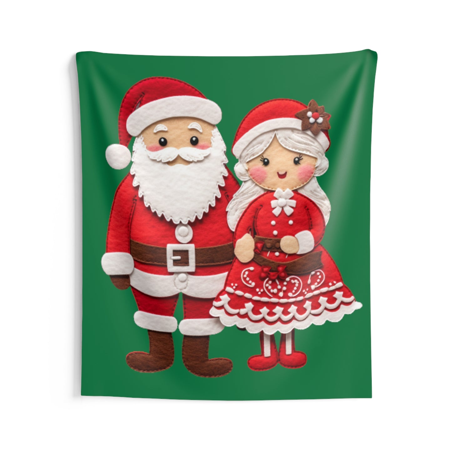 Santa & Mrs. Claus Felt Duo - Charming Handcrafted Christmas Decor, Festive Embroidered Holiday Figures - Indoor Wall Tapestries