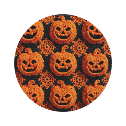 Halloween Crochet Pumpkin Scary Horror Festive Holiday Pattern - Round Rug