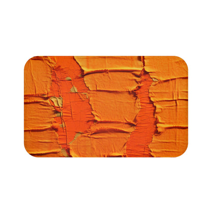 Fiery Citrus Orange: Edgy Distressed, Denim-Inspired Fabric - Bath Mat