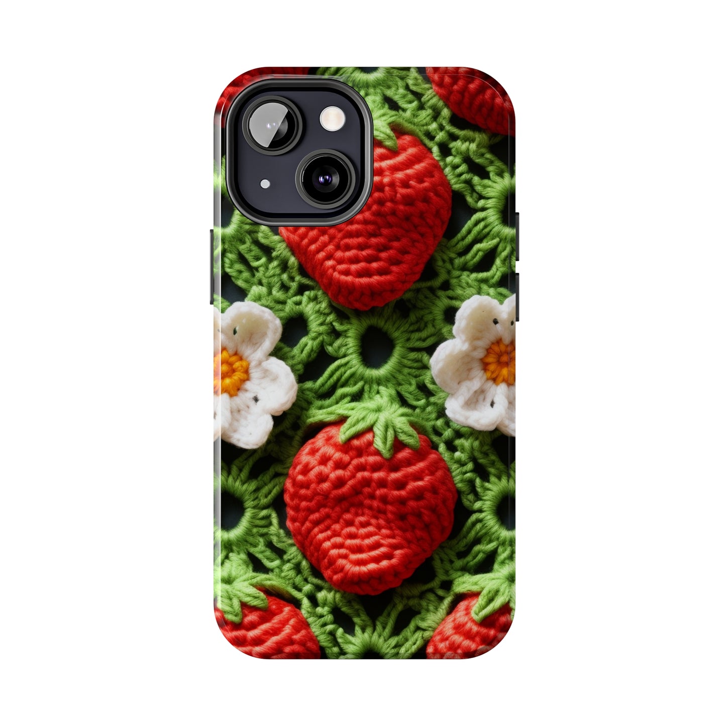 Strawberry Field Crochet - Forever Forest Greens - Fruit Berry Harvest Crop - Tough Phone Cases