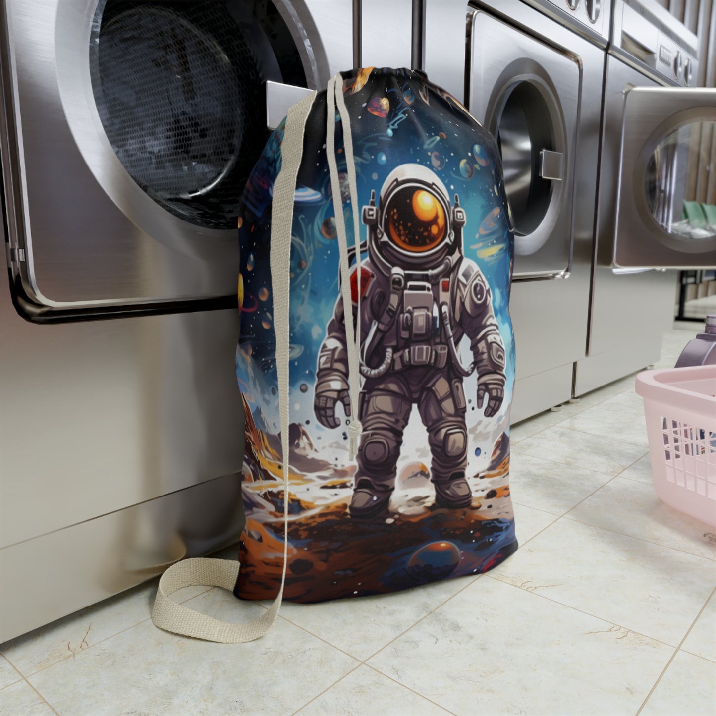 Galactic Voyage: Astronaut Journey in Celestial Star Cosmic Exploration - Laundry Bag