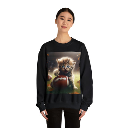 Football Kitten Touchdown: Tabby's Winning Play Sport Game - Unisex Heavy Blend™ Crewneck Sweatshirt