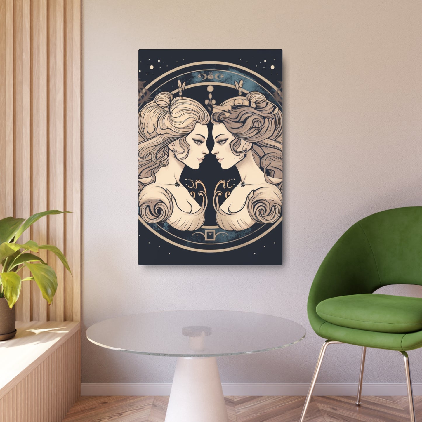 Duality of Gemini - Expressive Twins Zodiac Astrology - Metal Art Sign