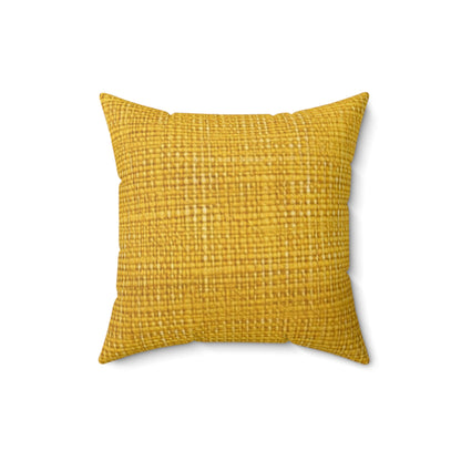 Radiant Sunny Yellow: Denim-Inspired Summer Fabric - Spun Polyester Square Pillow