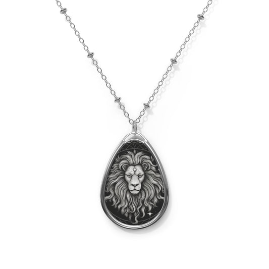 Leo Zodiac, Lion Symbol Design, Fire Element - Oval Necklace