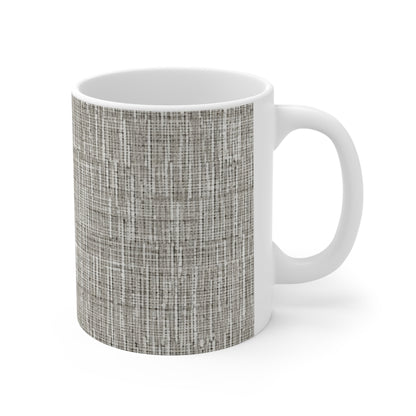 Gris plateado: diseño de tela contemporáneo inspirado en la mezclilla - Taza de cerámica de 11 oz 