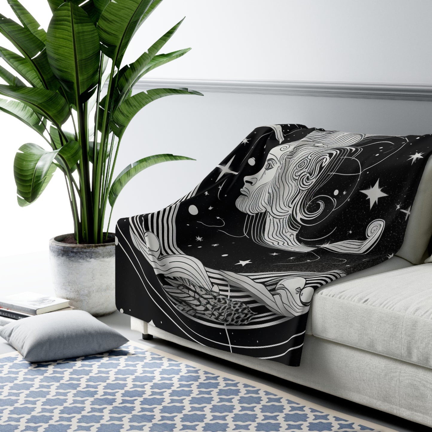 Aquarius Zodiac Sherpa Fleece Blanket