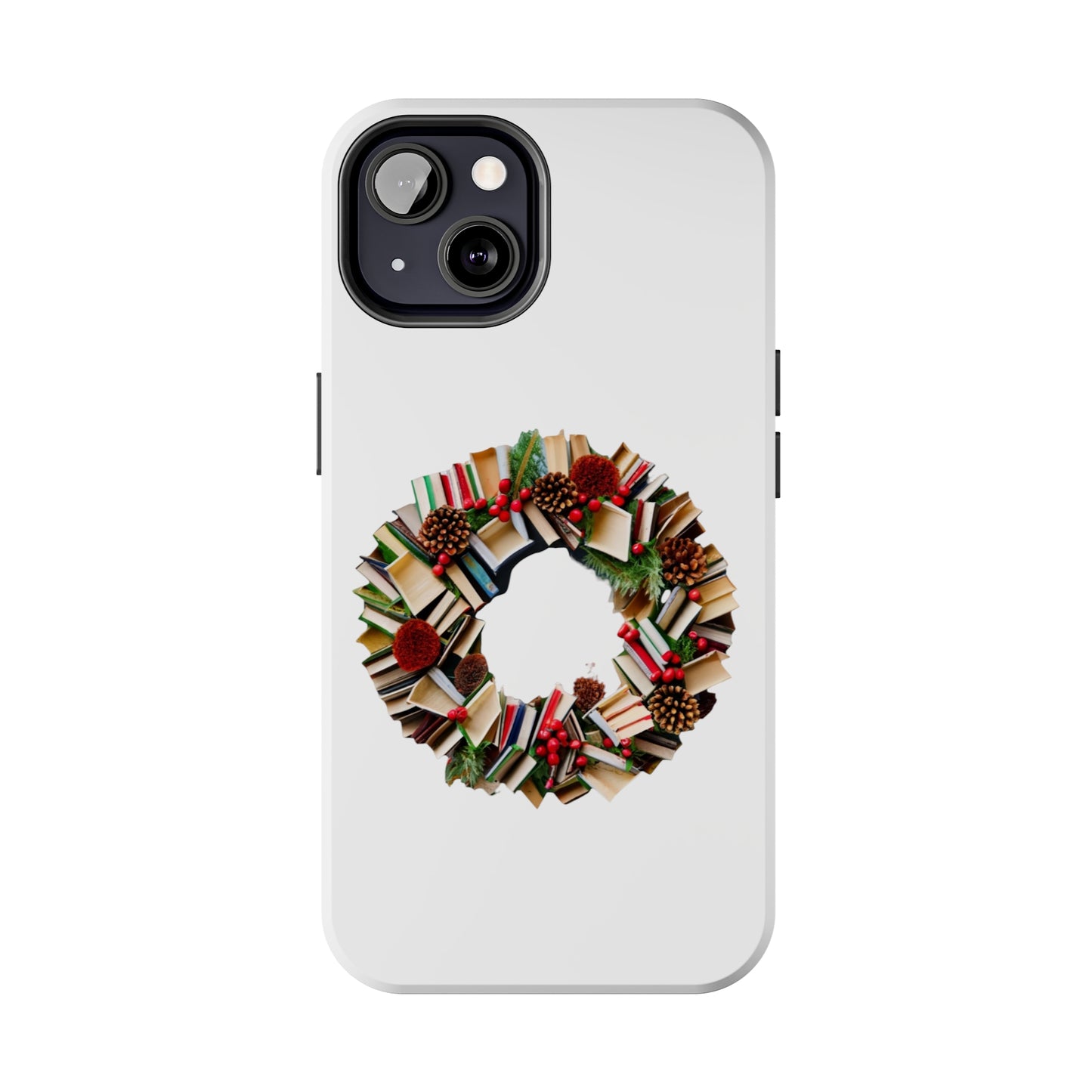 Holiday Book Wreath: Festive Literary Book Lover & Christmas Pinecone Arrangement - Tough Phone Cases