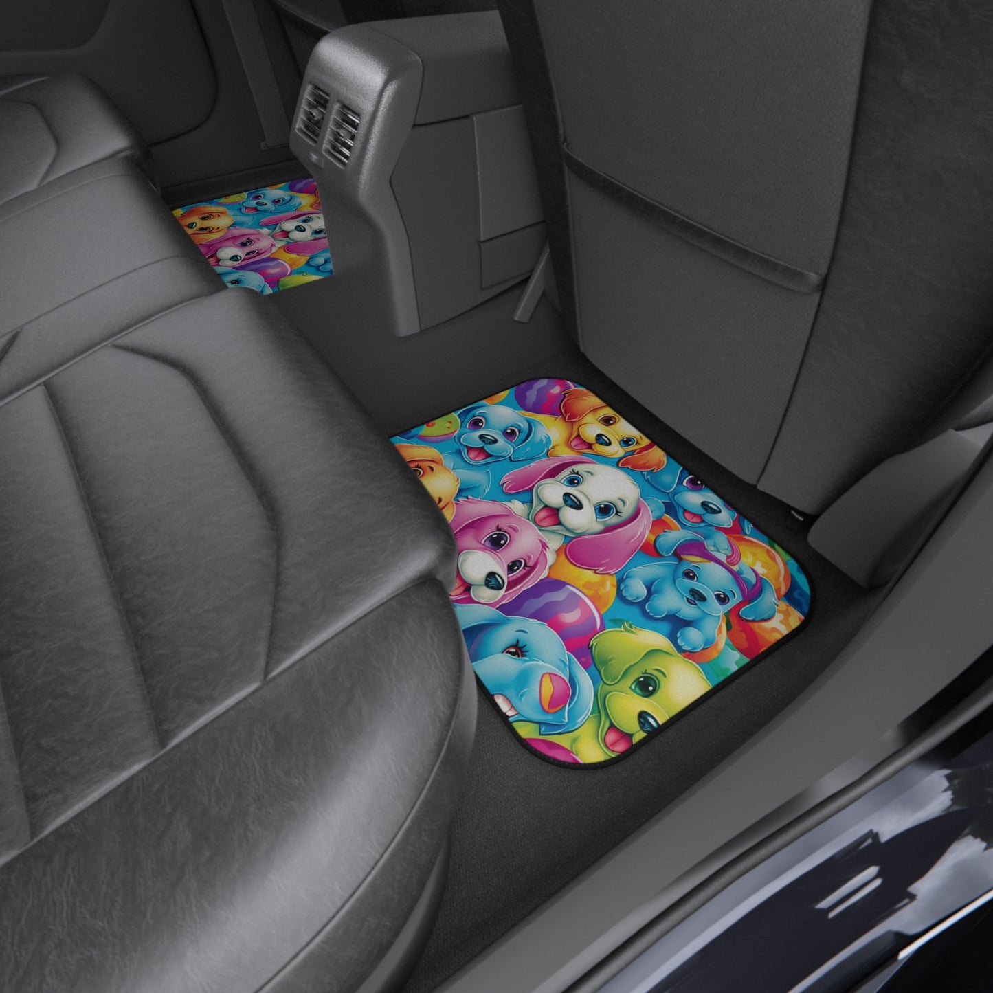 Happy Puppy & Dog Design - Vivid and Eye-Catching - Car Mats (Set of 4)