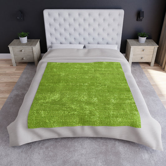 Lush Grass Neon Green: Denim-Inspired, Springtime Fabric Style - Crushed Velvet Blanket