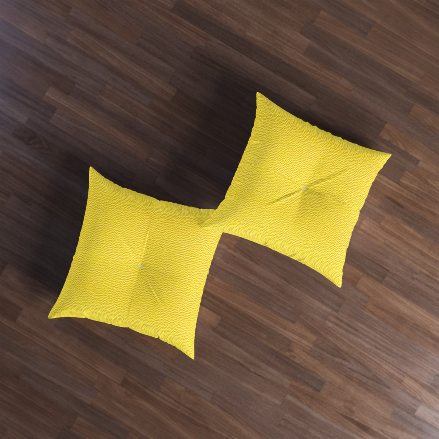 Sunshine Yellow Lemon: Denim-Inspired, Cheerful Fabric - Tufted Floor Pillow, Square