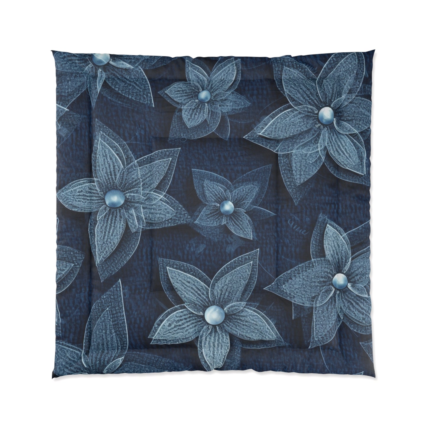 Hawaiian Flower Design - Denim-Inspired Decor Piece - Comforter