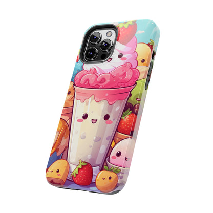 Strawberry Japan Milkshake - Kawaii Dessert Delight - Sweet Berry Anime Character - Tough Phone Cases