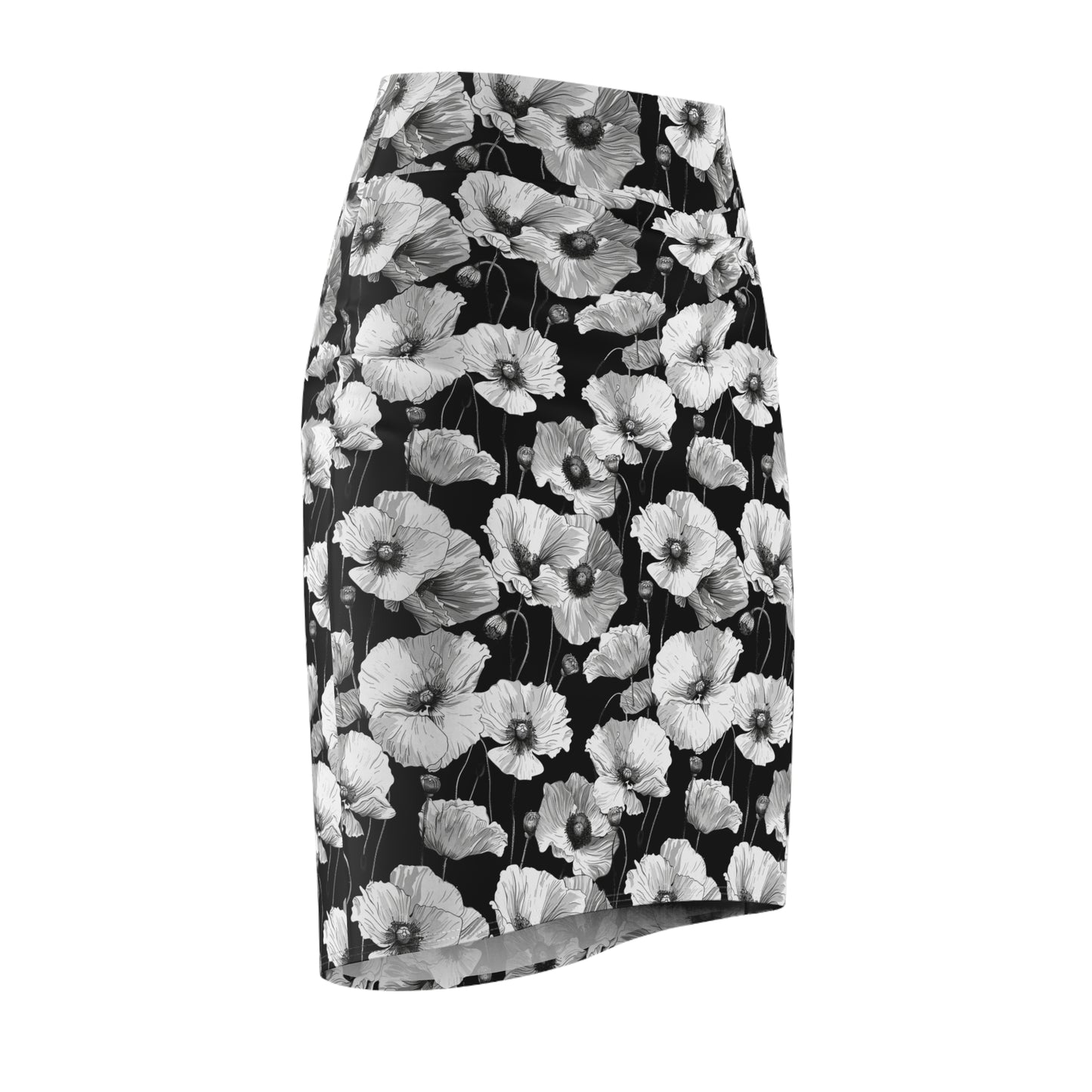 Neutral Poppy Midi Dress - Women's Pencil Skirt (AOP)