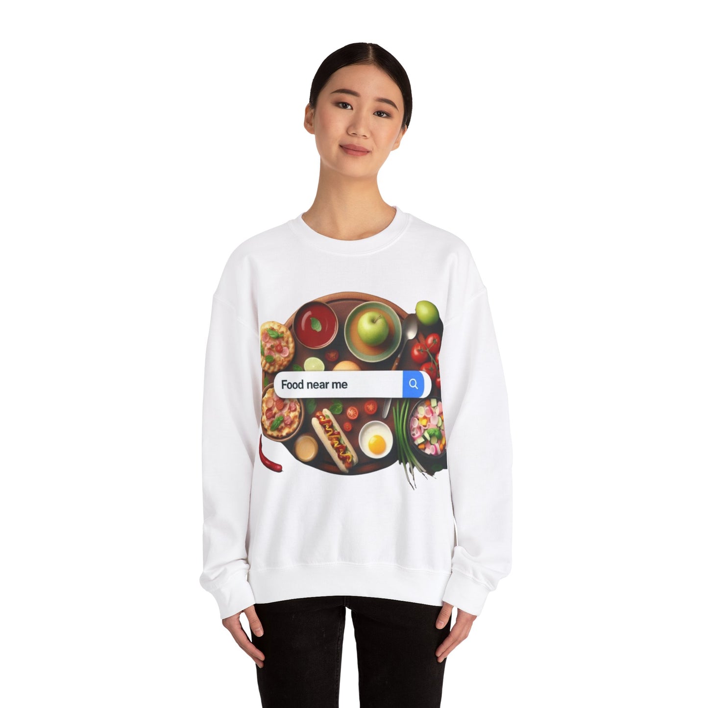 Food Near Me, Funny Gift, Unisex Heavy Blend™ Crewneck Sweatshirt