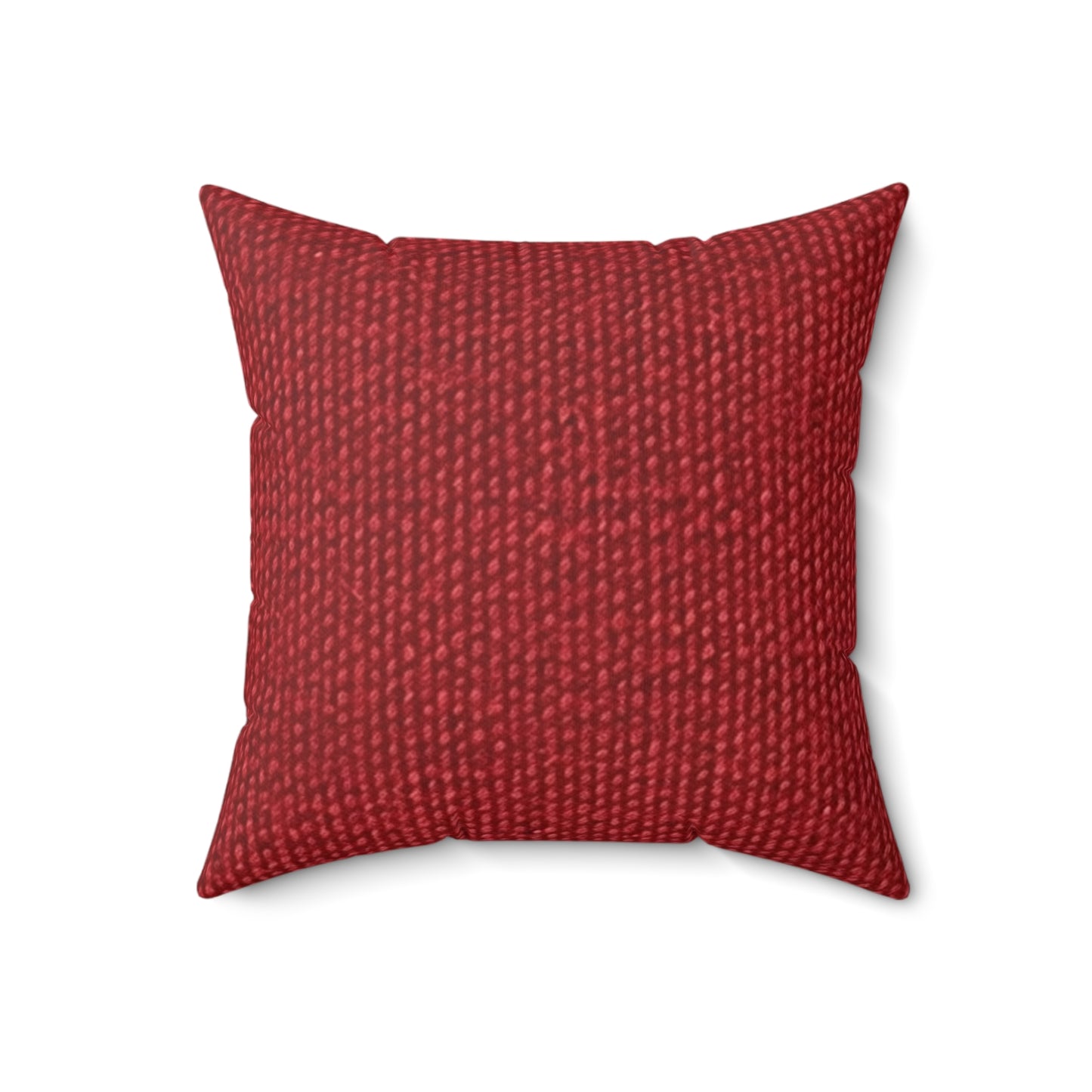 Bold Ruby Red: Denim-Inspired, Passionate Fabric Style - Spun Polyester Square Pillow