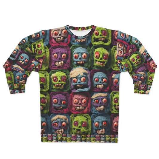 Zombie Crochet Halloween Spooky Holiday Festive Horror Living Dead - Unisex Sweatshirt (AOP)