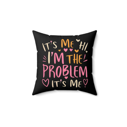 Soy yo Hola soy el problema Soy yo - Regalo de San Valentín con corazón retro - Almohada cuadrada de poliéster hilado