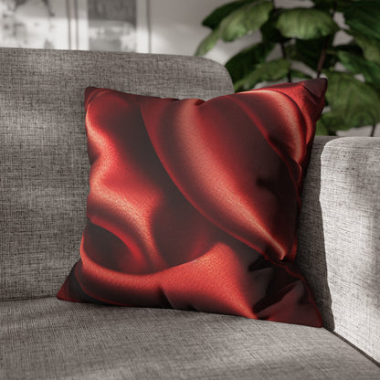 Red Silk, Spun Polyester Square Pillowcase