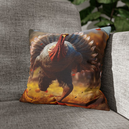 Thanksgiving Trot Turkey Run Athlete Sprint Racer Holiday Feast Dinner - Spun Polyester Square Pillow Case