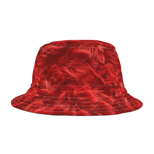 Fuzzy Infinity Hat Red, Stylish Gift, Bucket Hat (AOP)
