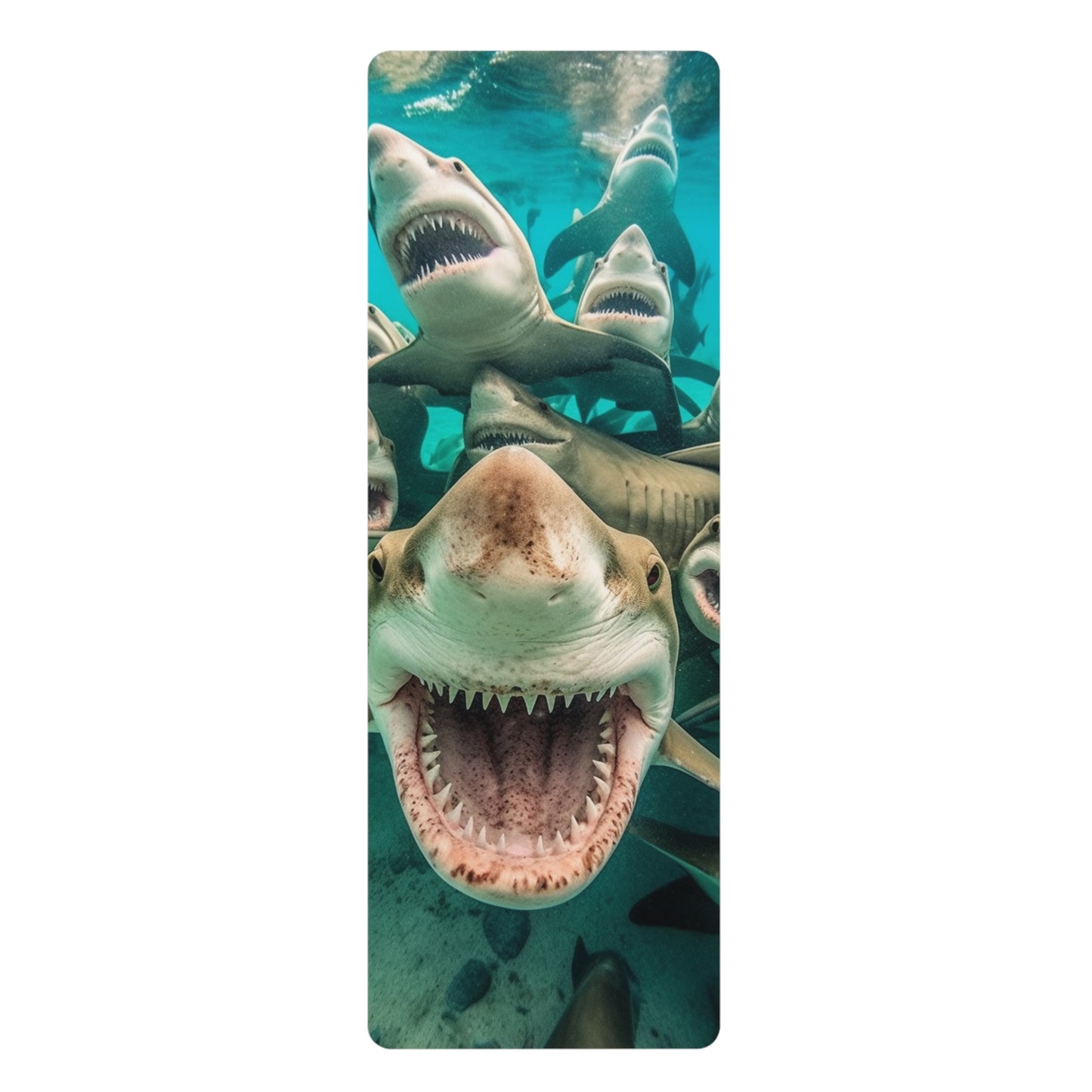 Laughing Lemon Sharks: Joyful Sea Jaws Ocean Deep - Rubber Yoga Mat