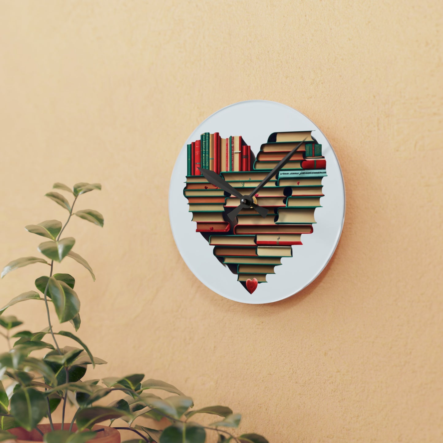 Book Read Heart - Acrylic Wall Clock