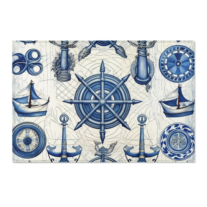 Nautical Theme Art - Anchors, Ropes, Compass - Area Rugs