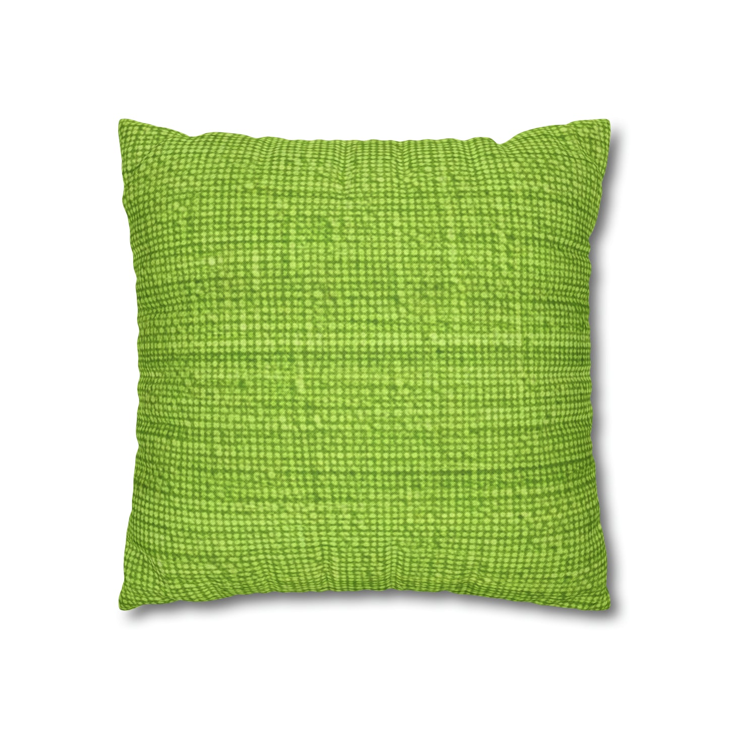 Lush Grass Neon Green: estilo de tela primaveral inspirado en la mezclilla - Funda de almohada cuadrada de poliéster hilado