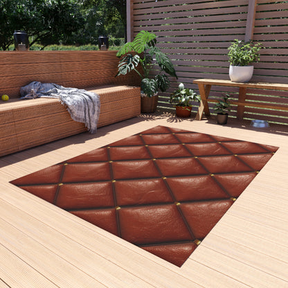 Brown Leather Cognac Pattern Rugged Durable Design Style - Outdoor Rug