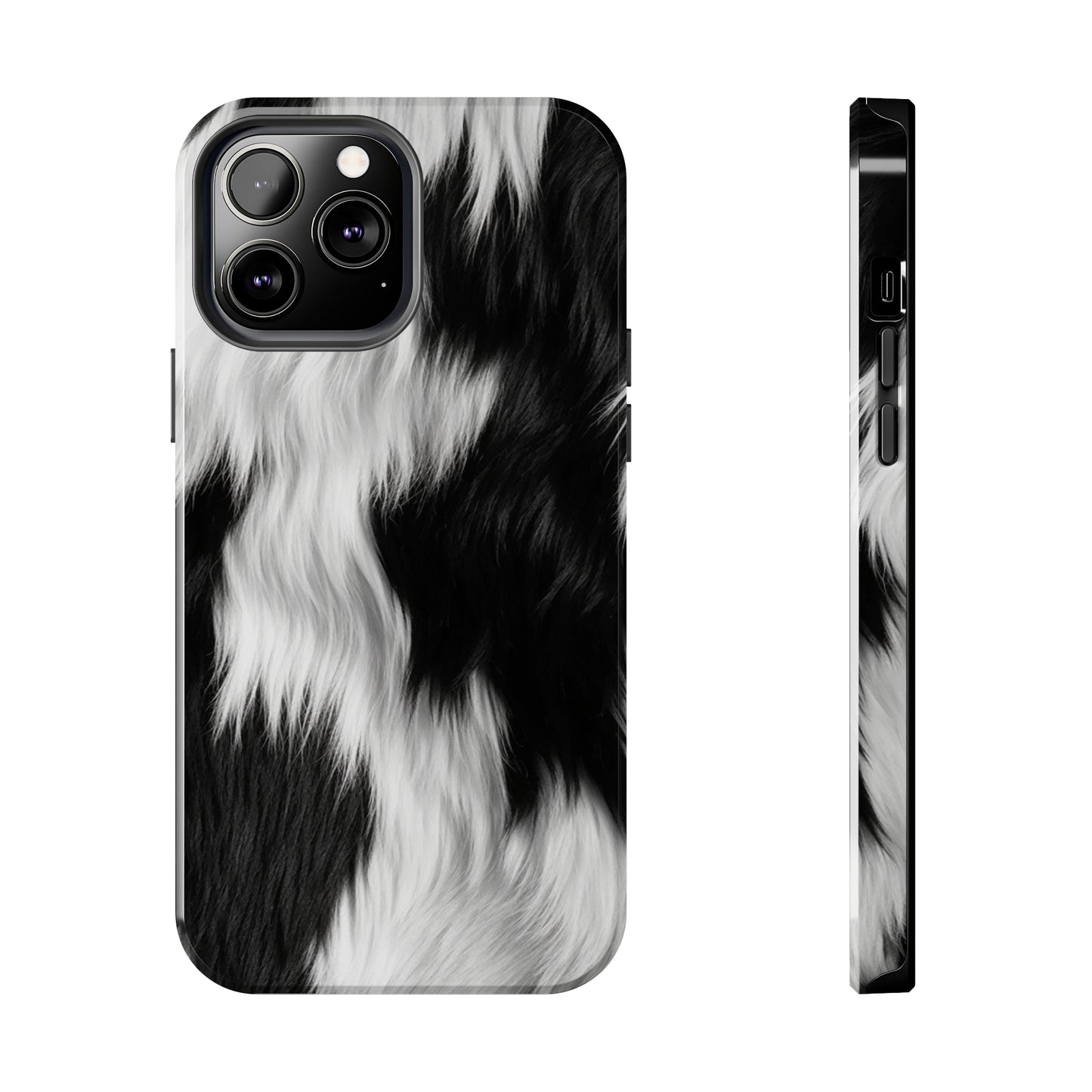 Cowhide on Hair Leather - Black and White - Designer Style - Tough Phone Cases