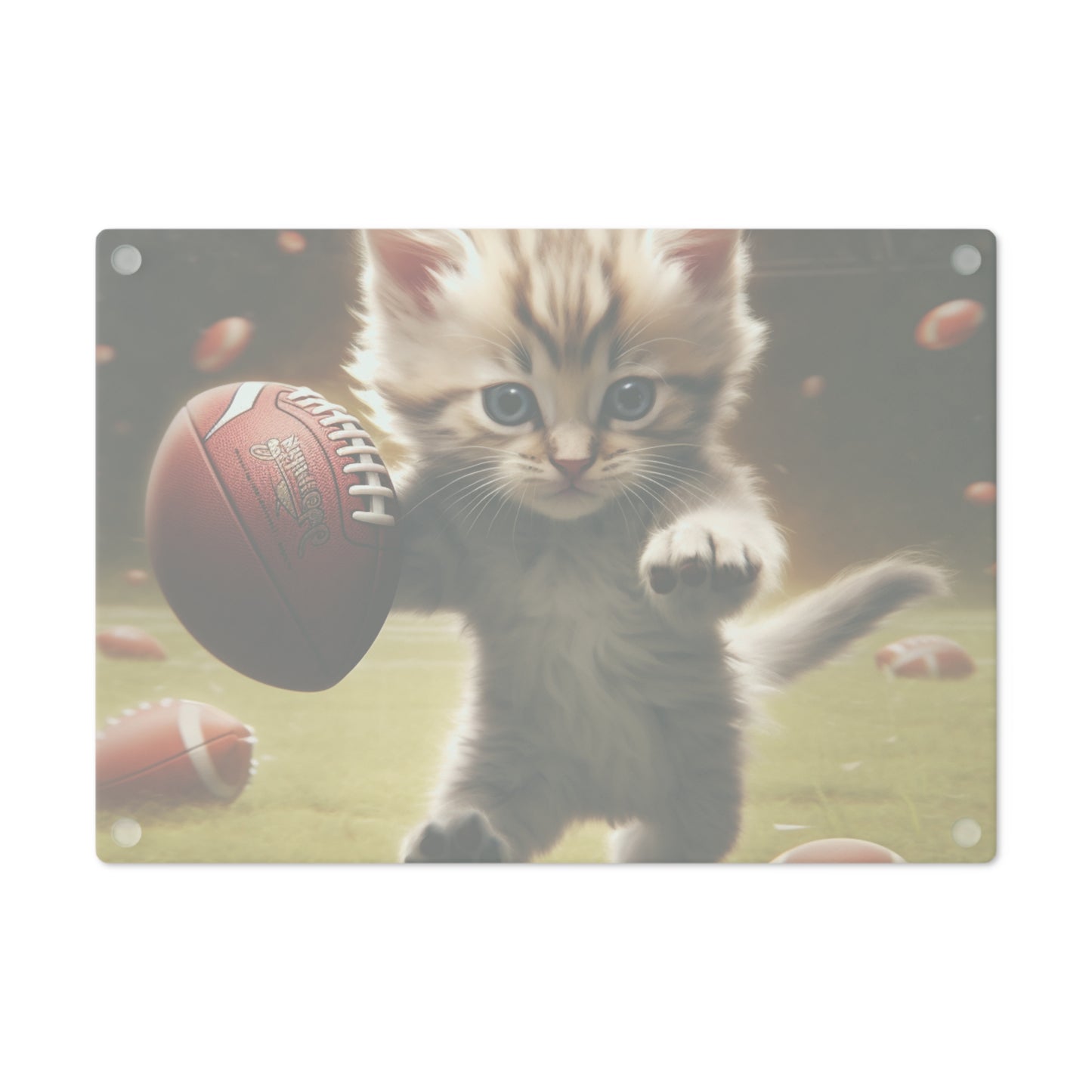 Football Kitty Fantasy: Feline Cat American Sport Quarterback - Cutting Board