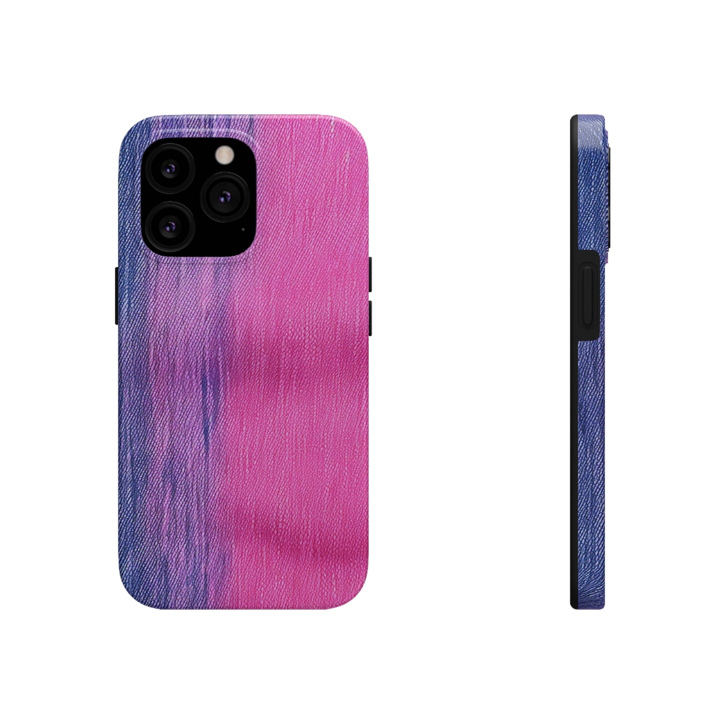 Dual Delight: Half-and-Half Pink & Blue Denim Daydream - Tough Phone Cases