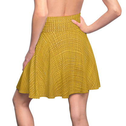 Radiant Sunny Yellow: Denim-Inspired Summer Fabric - Women's Skater Skirt (AOP)